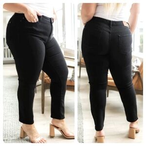 Judy Blue Mid Rise Slim Fit Jeans Black Stretch Plus Size 20 W